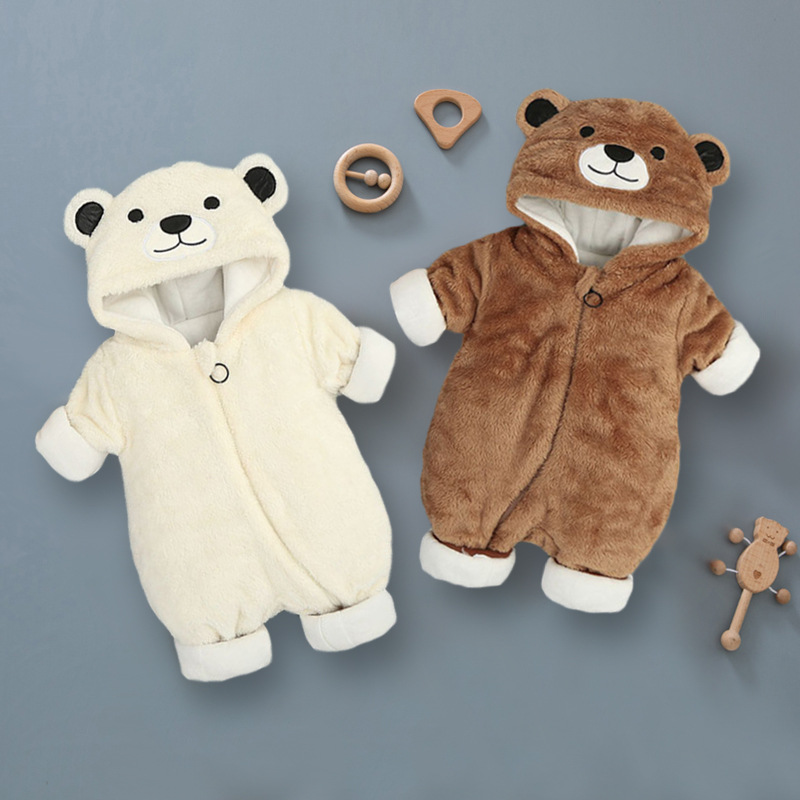 新生婴儿连体衣冬季连帽男女宝宝外出抱衣哈衣爬服01岁婴儿衣服冬