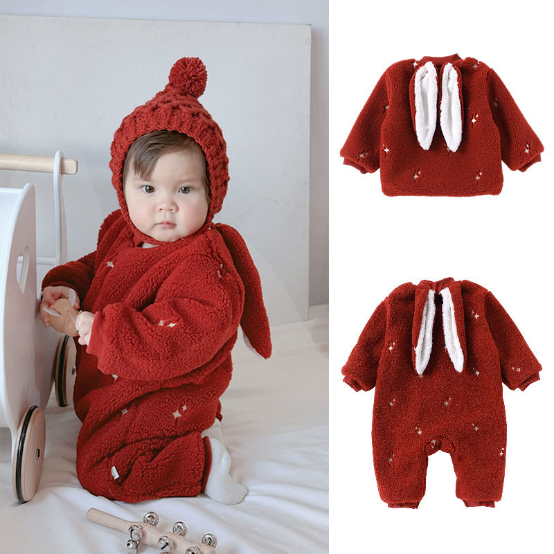 婴儿过年衣服男女宝宝冬装连体衣保暖加厚爬服婴幼儿拜年服童装