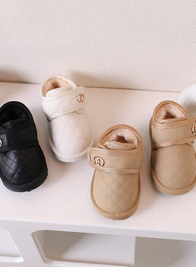 小香风宝宝雪地靴冬季厚绒男女儿童棉鞋婴儿童学步鞋小童韩版奶茶