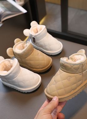 宝宝雪地靴冬款加绒棉鞋婴儿童学步鞋子小童宝宝鞋韩版奶茶耳朵