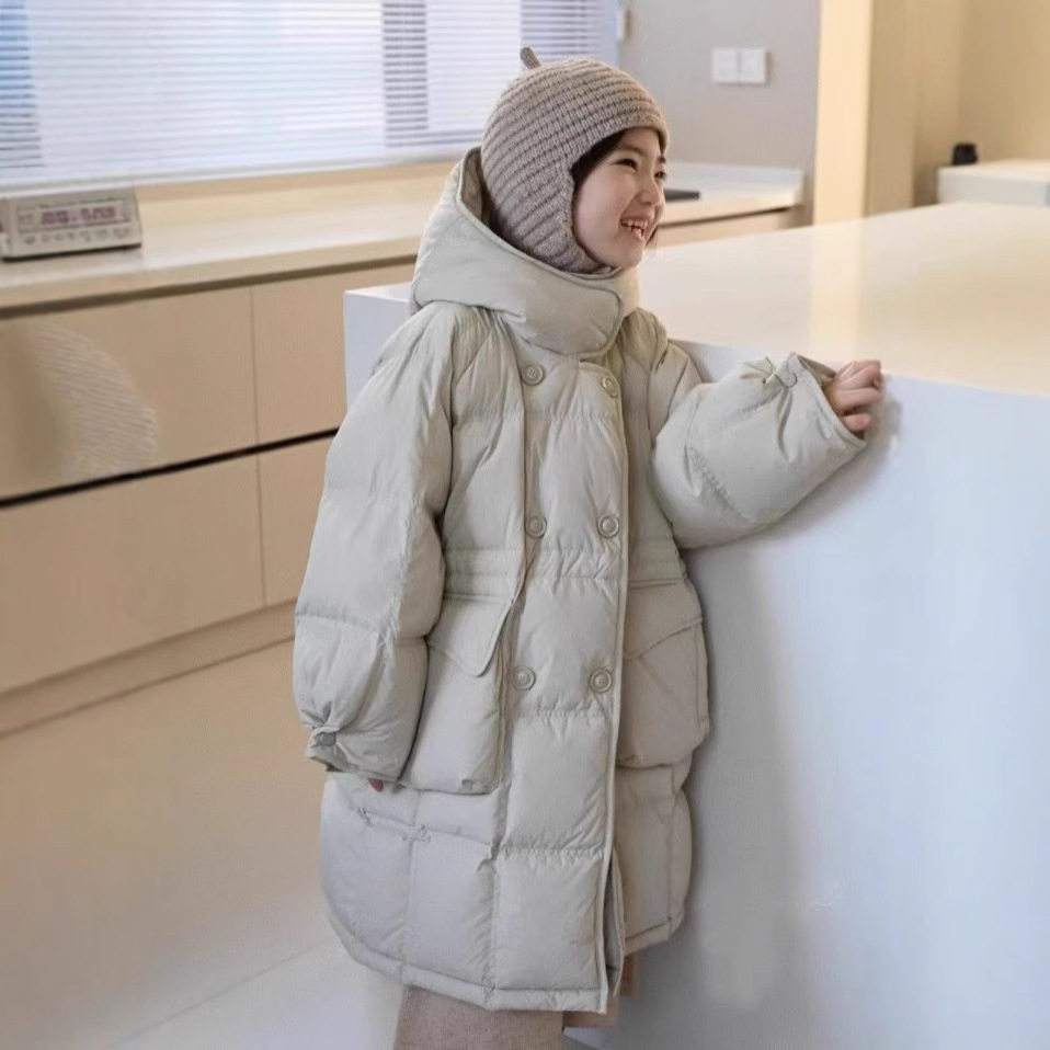 女童羽绒棉服儿童2025冬装新款洋气加厚外衣女孩中大童长款外套