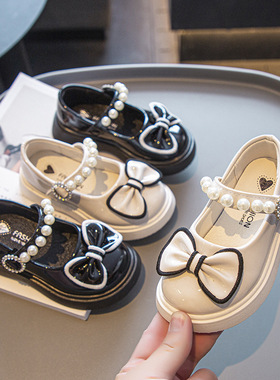 女童黑色皮鞋英伦风白皮鞋玛丽珍公主演出鞋春秋季新品超软宝宝鞋
