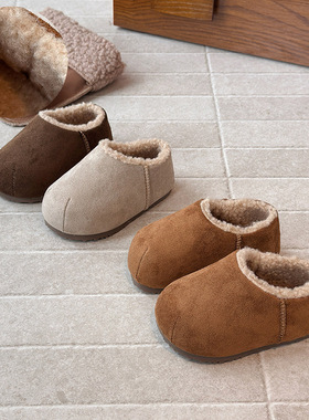 ins法式勃肯鞋2025冬季新款韩版女童加绒面包棉鞋男童保暖毛毛鞋