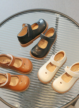 黑色男女童皮鞋2025春季新款英伦风小皮鞋儿童公主鞋学院风小单鞋