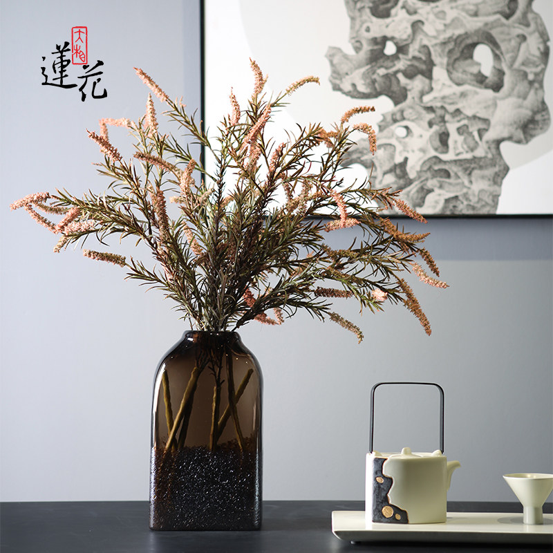 大相莲花 鼠尾草仿真花 家居客厅软装装饰花艺 高端仿真绿植植物
