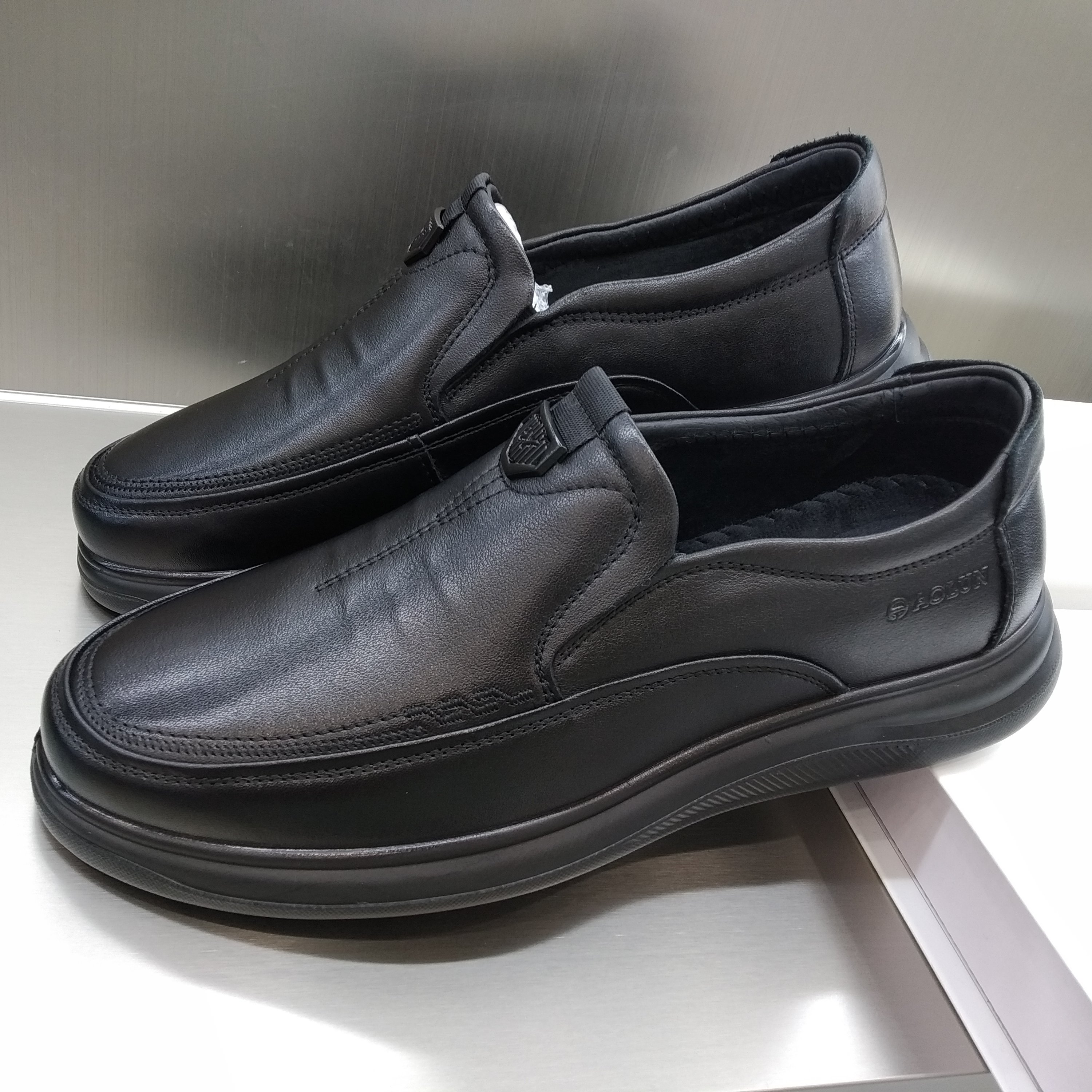 澳伦男鞋2025新款冬季保暖加绒棉鞋男士真皮休闲爸爸皮鞋头层牛皮