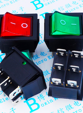 KCD4 25*31带灯 KCD4-202 船型开关 6脚4脚带灯 16A250V 红/绿/黄