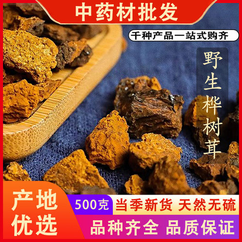 同仁堂品质桦树茸黑金块白桦茸桦褐孔菌桦树泪中药材500克g可磨粉