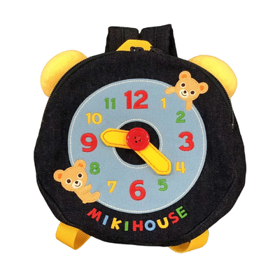 5月超特价mikihouse日本制闹钟小熊小书包双肩包11-8204-680