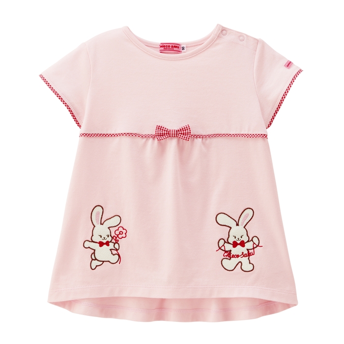 25年日本制mikihouse chieco saku小兔蝴蝶结短袖T恤22-5203-141