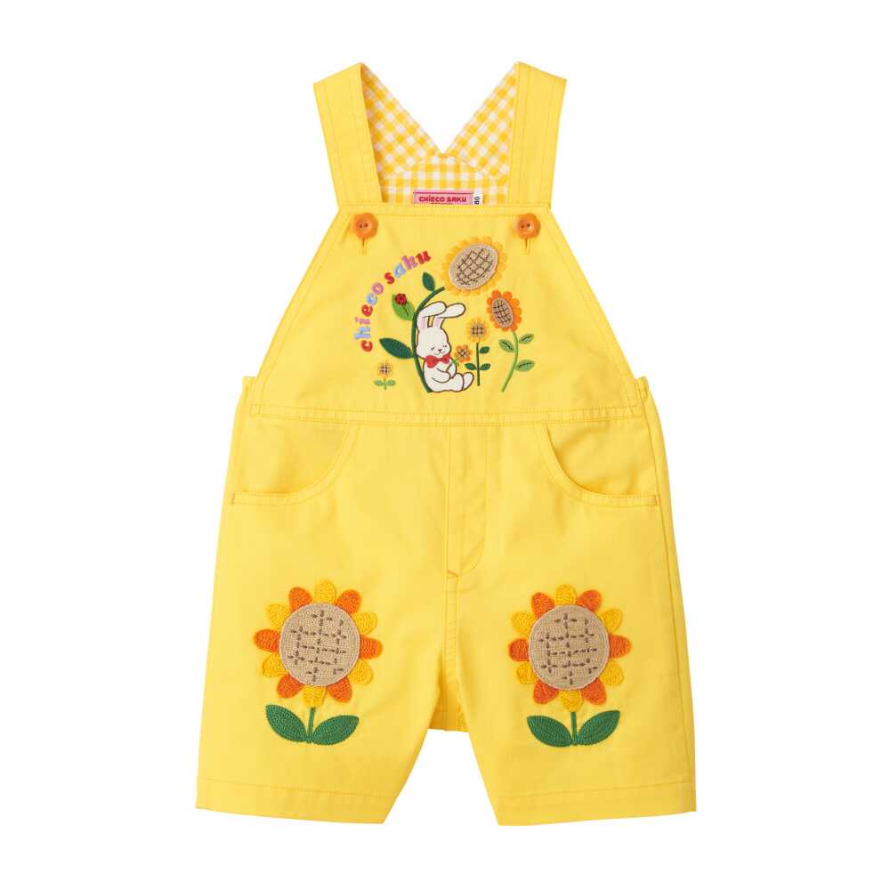 chiecosaku新款向日葵6分背带裤