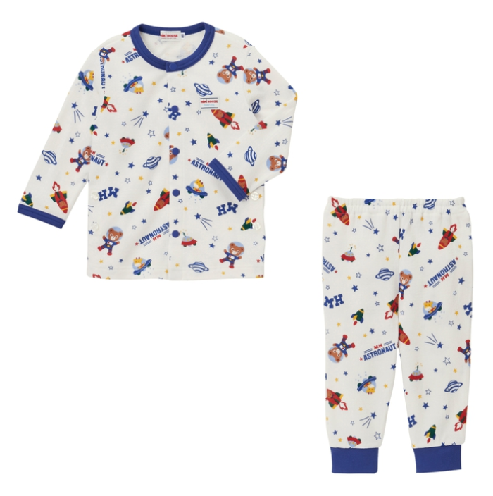 23年新款mikihouse日本制太空小熊家居服睡衣两件套装13-7307-498