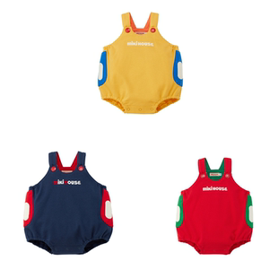 25年新款日本制mikihouse字母撞色背带田鸡裤13-1501-148