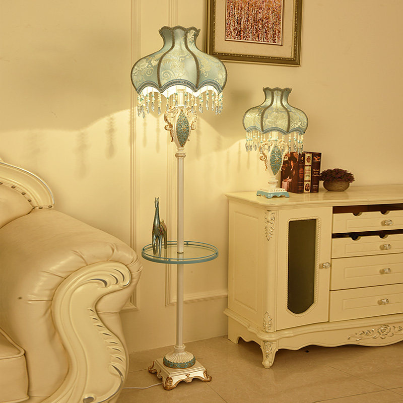 客厅沙发站灯装饰落地灯脚踏开关卧室暖光遥控式带茶几立式灯台灯