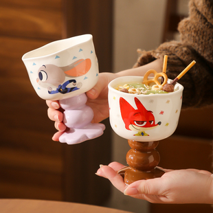 迪士尼疯狂动物城陶瓷马克杯情侣水杯家用甜品杯子生日礼物高脚杯