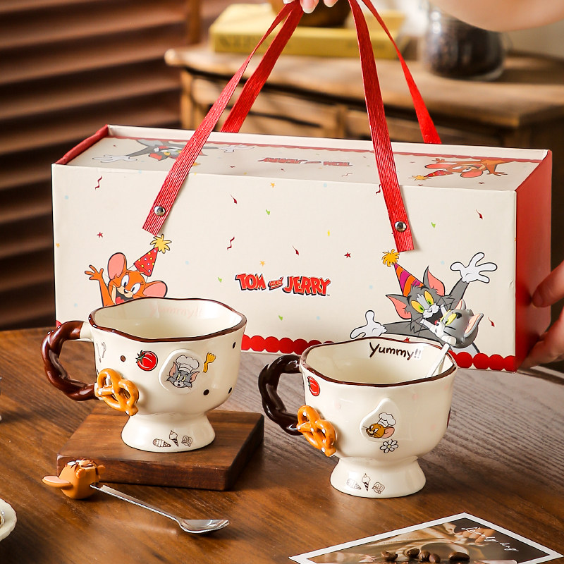 猫和老鼠陶瓷马克杯情侣高颜值家用喝水咖啡杯子闺蜜女生生日礼物,餐饮具,马克杯,淘宝优惠券,粉丝福利购,淘宝优惠卷