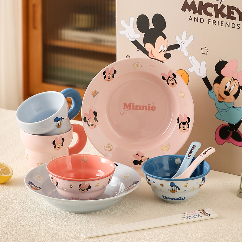 迪士尼陶瓷碗盘勺餐具儿童吃饭碗