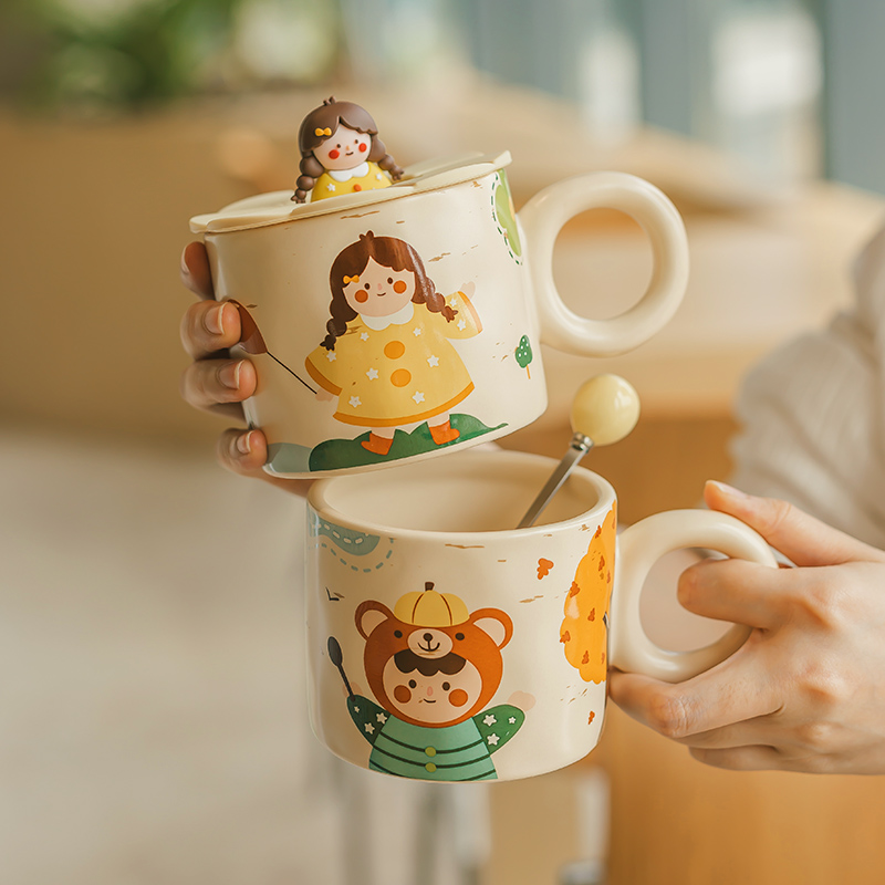 可爱陶瓷早餐咖啡杯一对情侣水杯