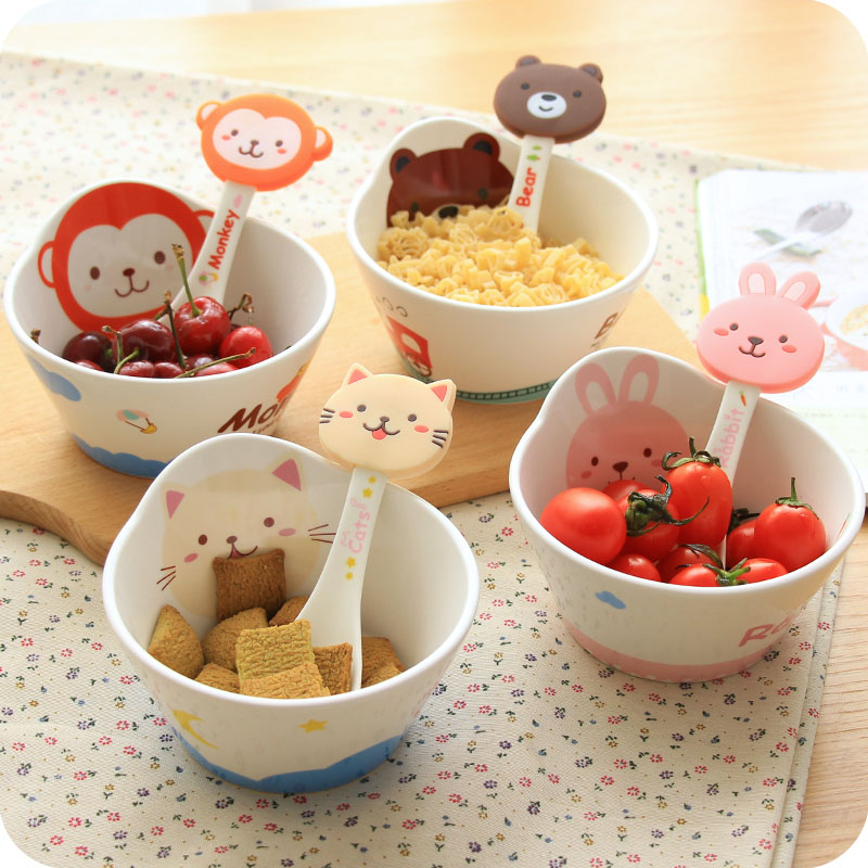 Cartoon ceramic bowl student children's dragon cat millet rice bowl