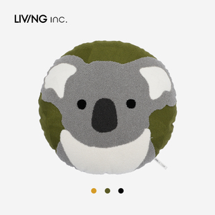 LIVING 圆形卡通沙发抱枕儿童房可爱猫卧室靠枕靠垫套 inc.动物园