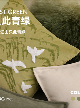 LIVING inc 只此青绿 抱枕东方美学山鸟轻奢沙发客厅靠垫办公室