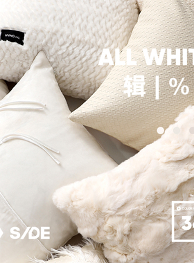 LIVING inc.%白 纯白色系法式沙发抱枕轻奢高级设计感样板间靠垫