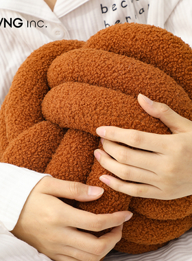 LIVING inc泡芙球 ins打结球抱枕编织圆球形沙发靠枕创意飘窗装饰