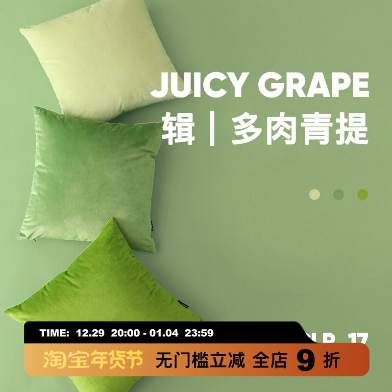 LIVING inc.天鹅绒多肉青提 清新绿色抱枕沙发客厅靠垫床头靠枕套