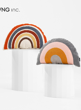 LIVING inc.彩虹 异形绣花抱枕椅子腰靠枕靠垫背套ins少女心可爱