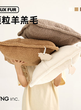 LIVING inc.羊羔毛绒 ins风抱枕沙发客厅靠垫套飘窗床头靠枕头大