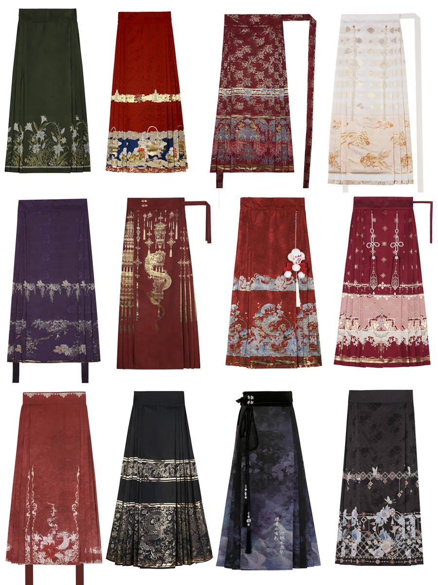 爆款明制马面裙集合 新中式国风汉服织金马面绣花织棉日常通勤女