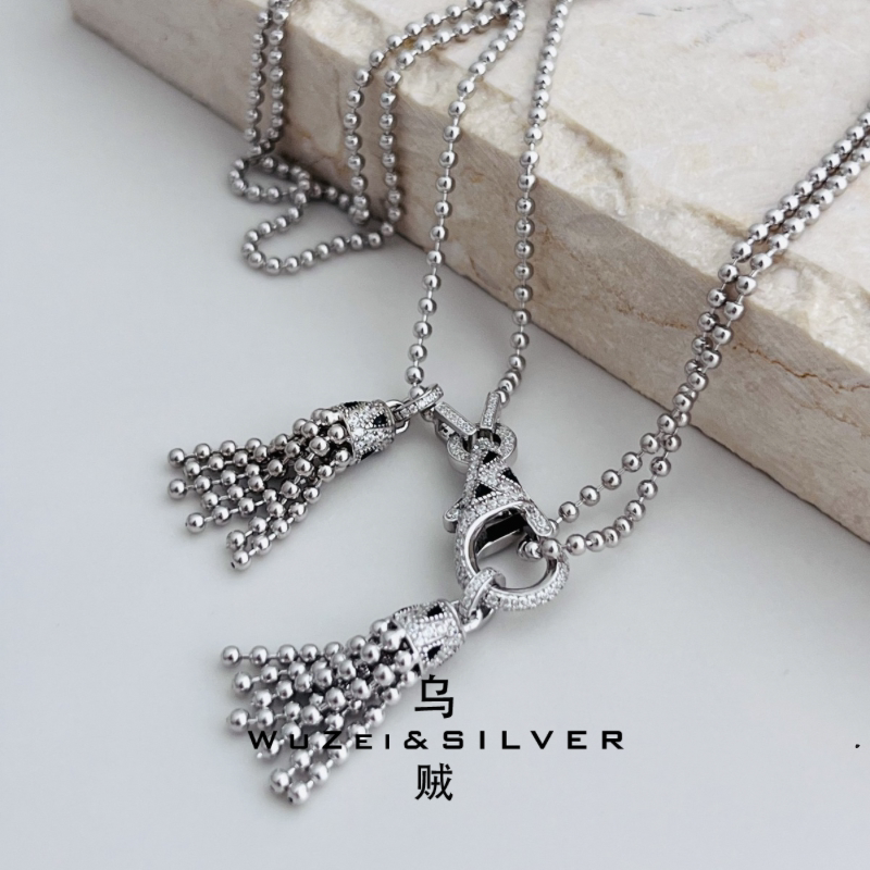乌贼订单福利秒杀！通体S925银镀铑金豹子头项链高级时尚简约百搭