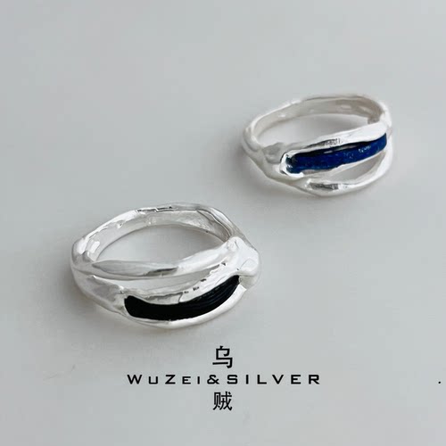 WZ&SILVER设计师款通体S925银不规则手工款戒指高级个性百搭时尚
