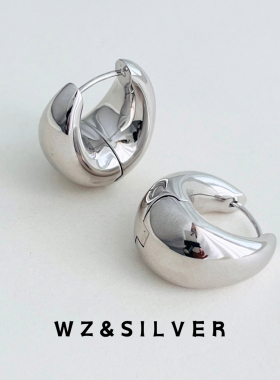 WZ&SILVER设计师款通体925银镀铑金小众设计水滴耳环简约百搭耳饰