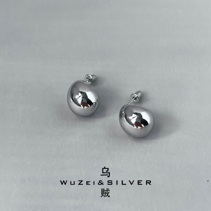 WZ&SILVER双十一福利!通体S925纯银镀铑金豆豆耳钉高级轻奢简约