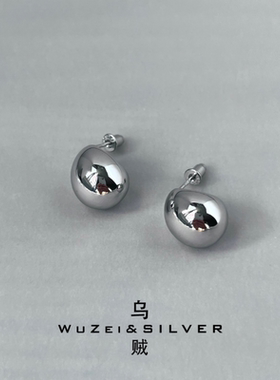 WZ&SILVER双十一福利！通体S925纯银镀铑金豆豆耳钉高级轻奢简约