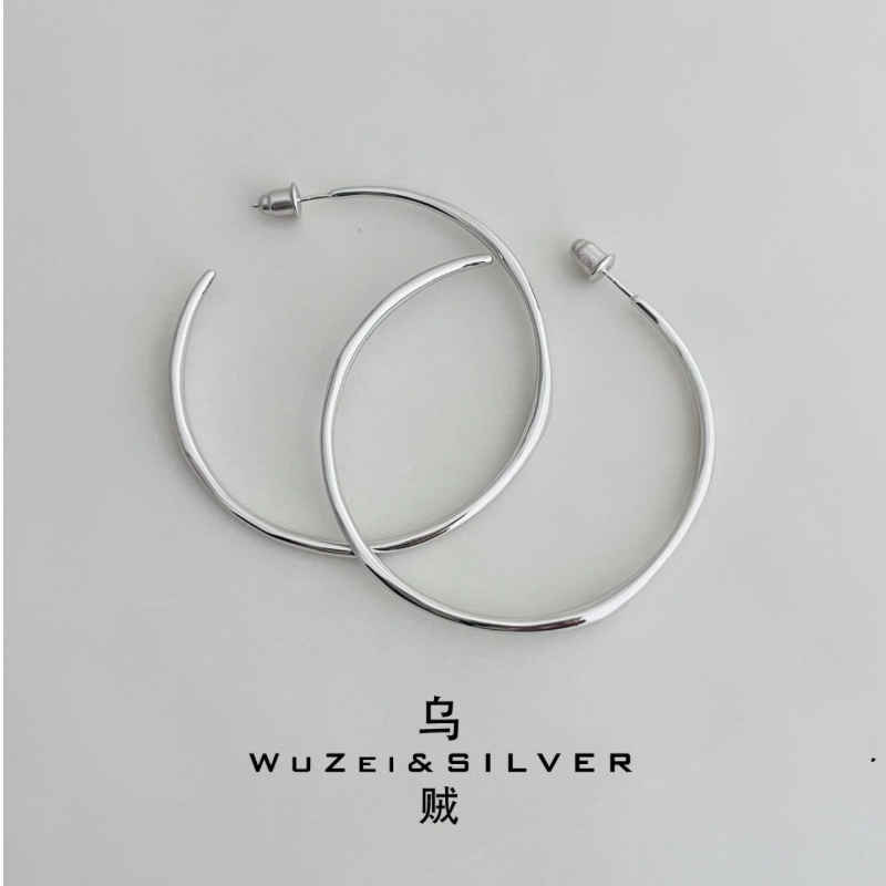 WZ&SILVER设计师款通体S925银镀铑金大圈圈耳饰高级简约百搭质感,饰品/流行首饰/时尚饰品新,银饰耳饰,淘宝优惠券,粉丝福利购,淘宝优惠卷
