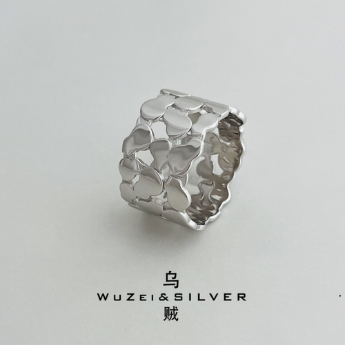 WZ&SILVER设计师款通体S925银镀铑金葫芦戒指高级百搭时尚高级