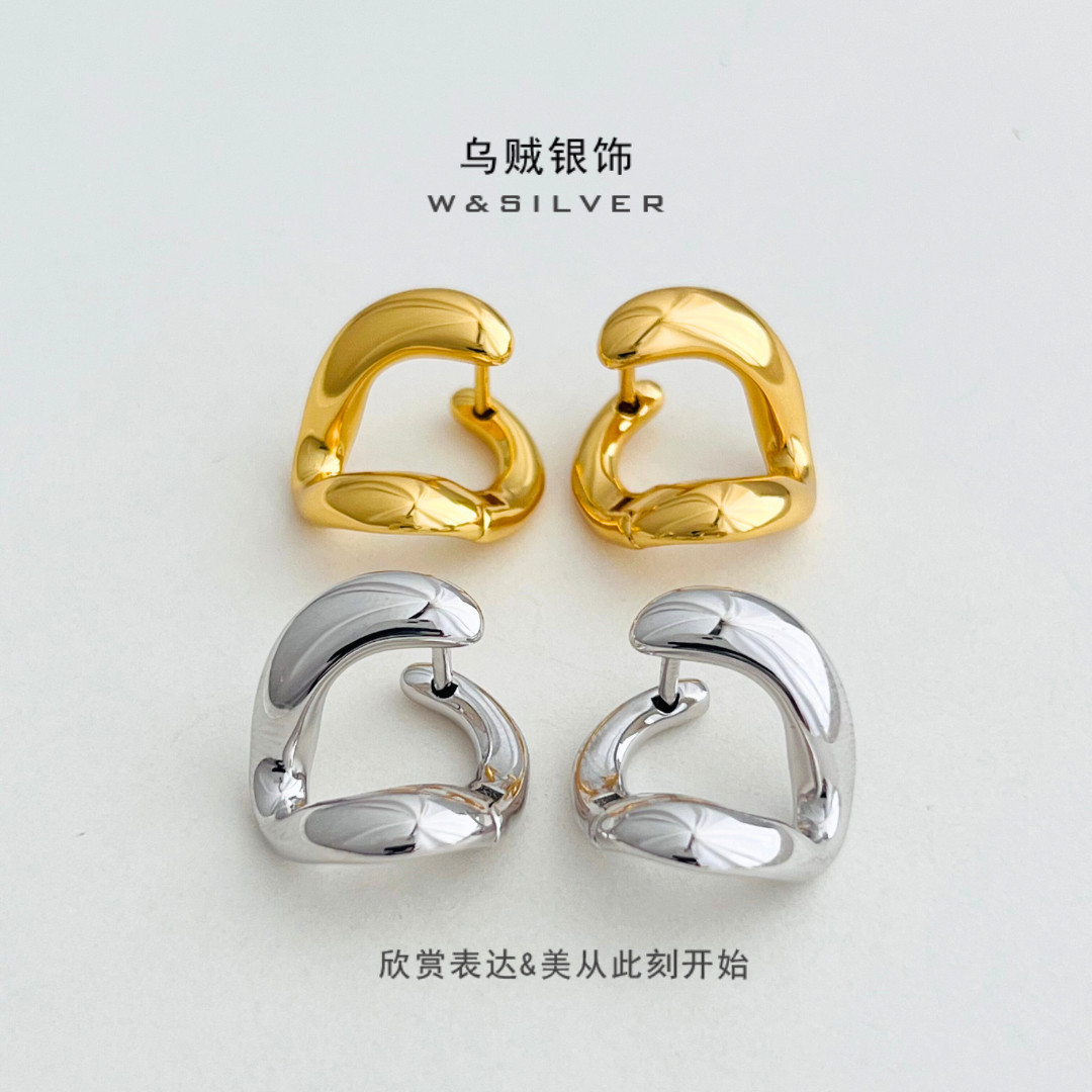 W&SILVER通体925纯银镀白金耳扣小众高级质感时尚简约百搭耳饰,饰品/流行首饰/时尚饰品新,银饰耳饰,淘宝优惠券,粉丝福利购,淘宝优惠卷