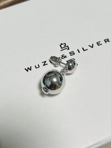 WZ&SILVER设计师款通体S925银镀铑金葫芦圆球耳环高级百搭时尚