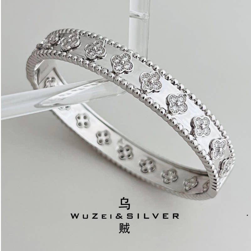 WZ&SILVER高定款通体S925纯银镀铑金万花筒手镯小众高级时尚百搭