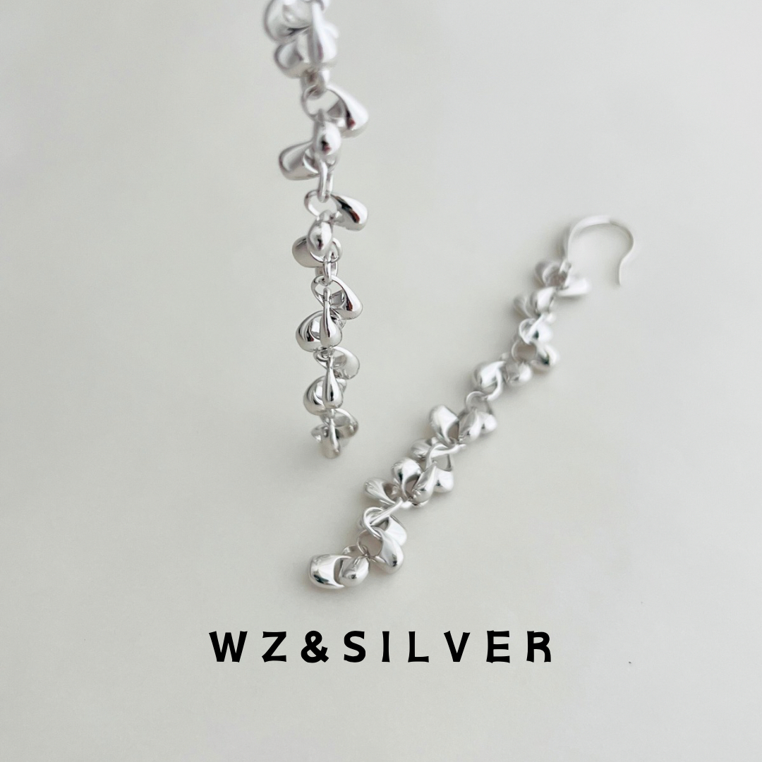 WZ&SILVER设计师款通体S925纯银镀铑金硕果累累耳饰高级小众百搭