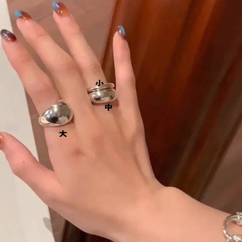 WZ&SILVER设计师款通体S925银镀铑金丹麦气球戒指高级百搭简约