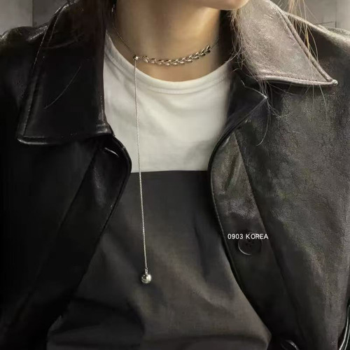 W&SILVER韩国东大门通体925纯银麦穗抽拉项链