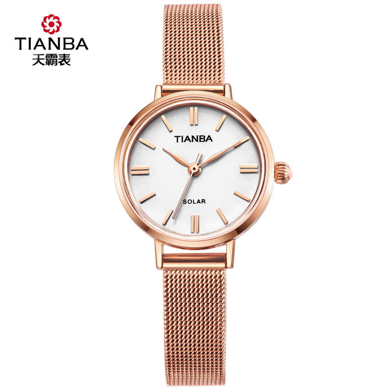 天霸手表女个性防水简约小巧女表石英光能太阳能DW女士手表9009