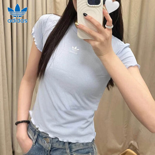 阿迪达斯三叶草夏女修身短袖