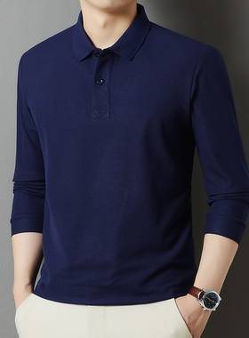 9901】2025夏季新款珠地棉透气翻领男士长袖T恤商务休闲POLO上衣