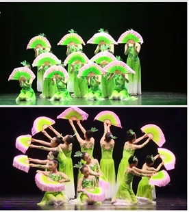 儿童古典舞演出服女童茉莉花秧歌舞新款少儿民族扇子伞舞蹈服飘逸