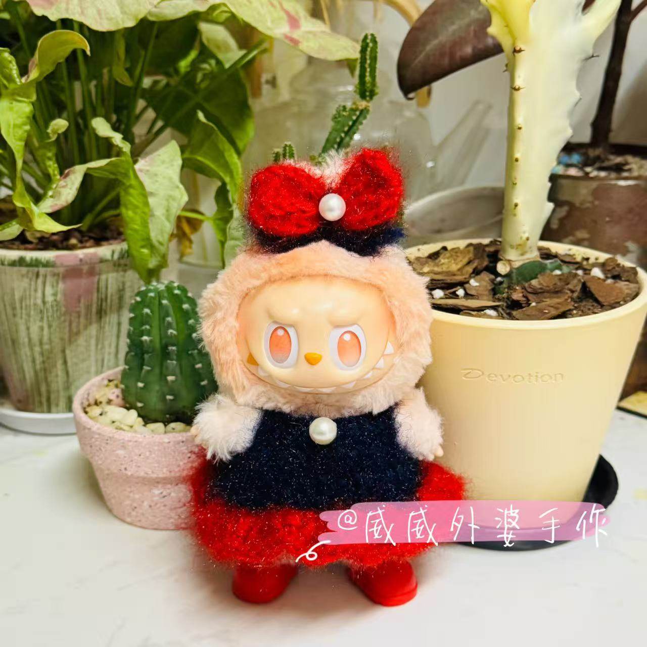 拉布布娃衣搪胶衣服娃衣坐坐派对新年蝴蝶结心动马卡龙17cm圣诞