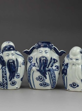 景德镇仿古风手绘青花人物雕塑